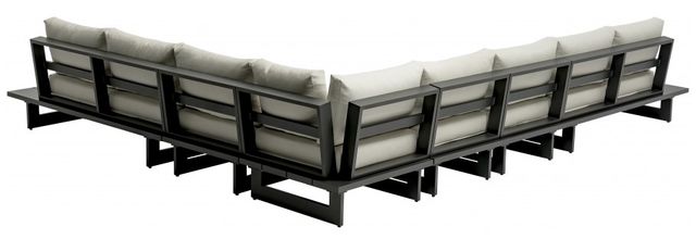 Meridian Furniture Maldives 6-Piece Cream/Gray Aluminum/Fabric Outdoor Modular Sectional-3