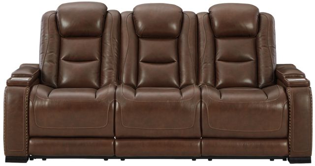 Signature Design by Ashley® The Man-Den Mahogany Power Reclining Sofa-1