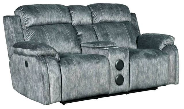 New Classic® Home Furnishings Tango Shadow Power Reclining Loveseat with Speaker and Power Footrest-0