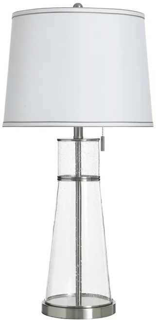 Stylecraft Clear Seeded and Brushed Steel Table lamp-0