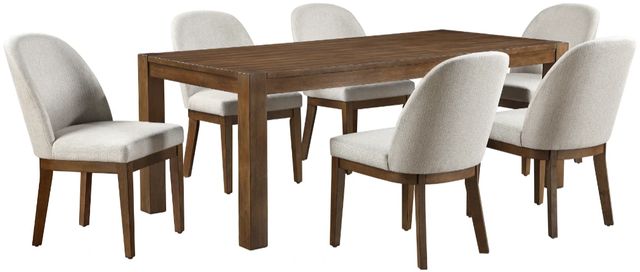 New Classic® Home Furnishings Phoenix 7-Piece Chestnut Brown/Light Gray Dining Set-0