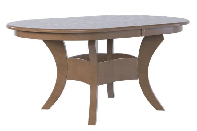 Country View Woodworking Customizable Redmond Hickory Top 42" Dining Table with 2-Leaves and Brown Maple Base-0