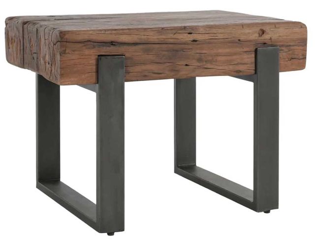Classic Home Duarte Rustic Brown 30" End Table with Black Base-0