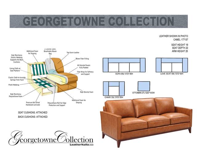 Leather Italia™ Newport Camel Leather Loveseat-1
