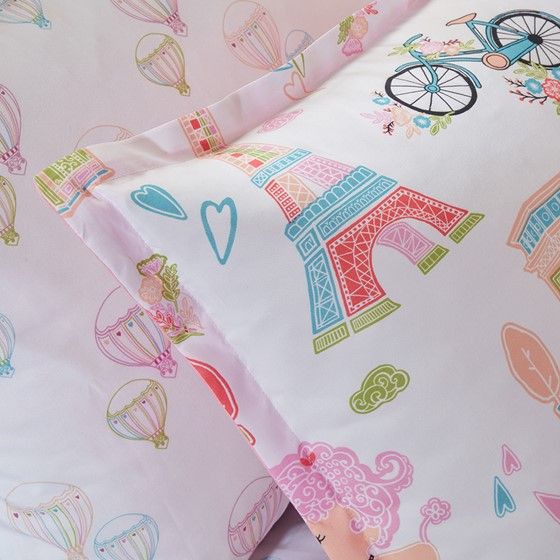 Olliix by Mi Zone Kids Pink Twin Bonjour Paris Complete Bed and Sheet Set-2