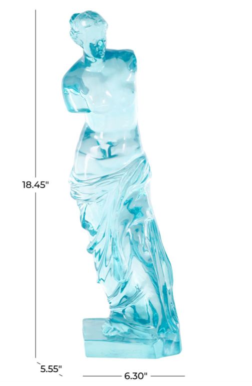Deco Marche Cosmoliving by Cosmopolitan Light Blue Woman Tinted Decorative Sculpture-3