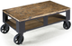 Magnussen Home® Pinebrook Distressed Natural Pine Rectangular Cocktail Table with Black Metal Casters-0