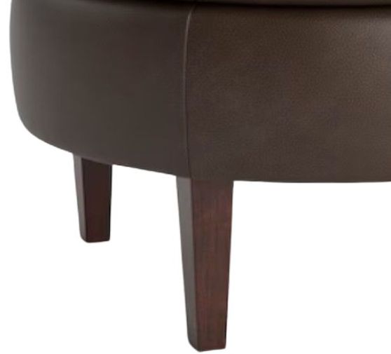 Bassett® Furniture Customizable Delway 25" Round Tufted Leather Ottoman-2