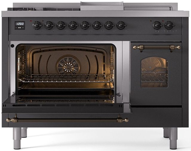 Ilve® Nostalgie II Series 48" Graphite Matte Pro Style Dual Fuel Range-2
