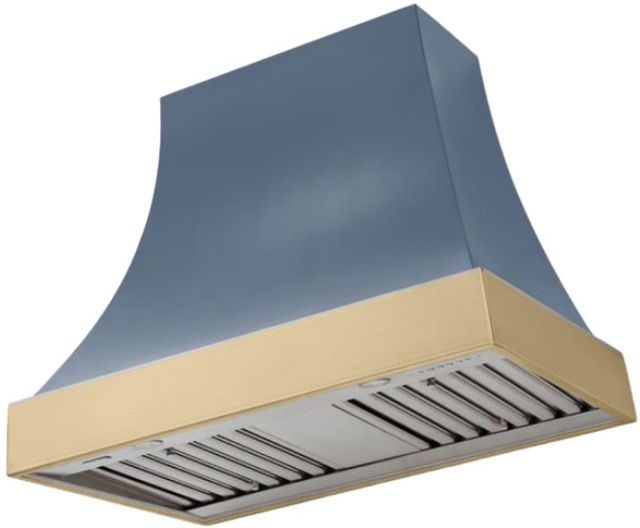 AGA Cascade 36" Stone Blue Wall Mounted Range Hood  with Brushed Brass Trim-0