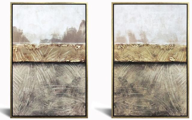 Classy Art 2-Piece 47" Hand Painted Textured Canvas in Frame Wall Art Set-0