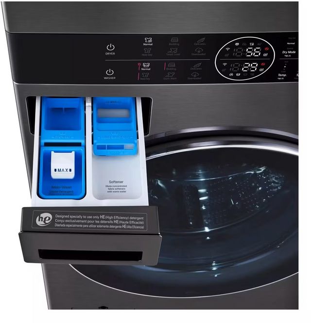 Laveuse de 5,0 pi³ et sécheuse électrique de 7,8 pi³ superposées LG® - Acier noir-9