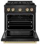ZLINE Autograph Edition Paramount 30" 4.2 Cu. Ft. Black Satin Stainless Steel Gas Range with 4 Burner DuoPro™ Cooktop and Convection Gas Oven with Champagne Bronze Accents-3