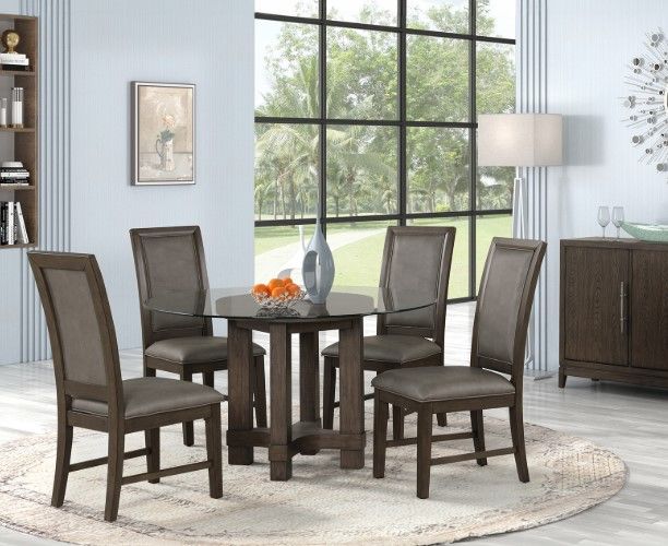 New Classic® Home Furnishings Cityscape 5-Piece Walnut Round Dining Set-1