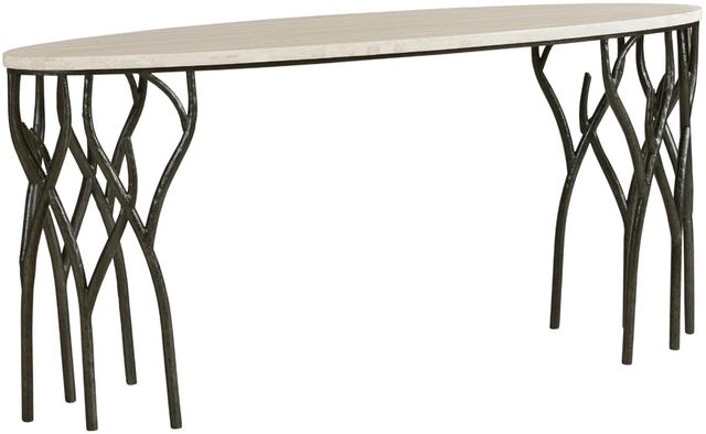 Hammary® Willow Beige Travertine Top Sofa Table with Black Base-0