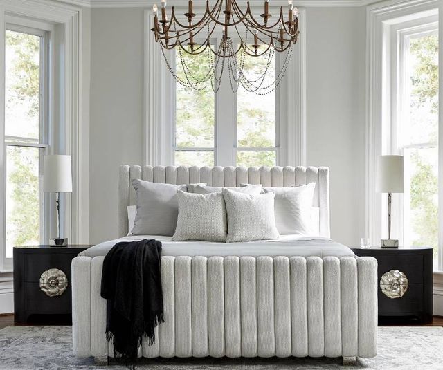 Bernhardt Silhouette White Queen Upholstered Panel Bed-1
