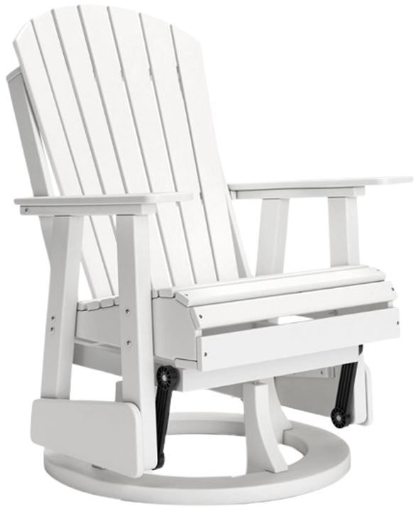 Signature Design by Ashley® Hyland Wave White Polyethylene/Stainless Steel Outdoor Swivel Glider Chair-0
