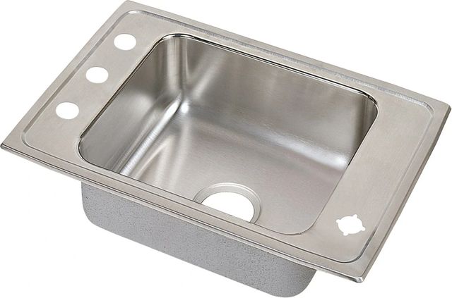 Elkay Lustertone® Classic Lustrous Satin Stainless Steel 22" x 20" x 6" Rear Center Single Bowl Drop-in Classroom ADA Sink-0