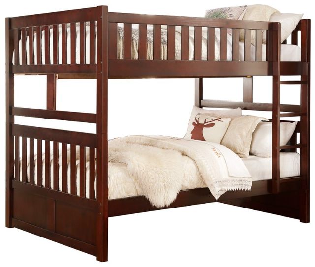Homelegance® Rowe Dark Cherry Full/Full Bunk Bed-2