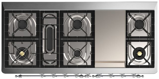 Ilve® Majestic III 60" Blue Gray Pro Style Dual Fuel Liquid Propane Range with Solid Door and Chrome Trim-3