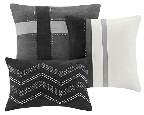Olliix by Madison Park Palisades Black King Seven Piece Faux Suede Comforter Set-3