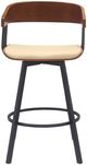 Armen Living Athena Cream/Walnut Swivel Counter Stool-1