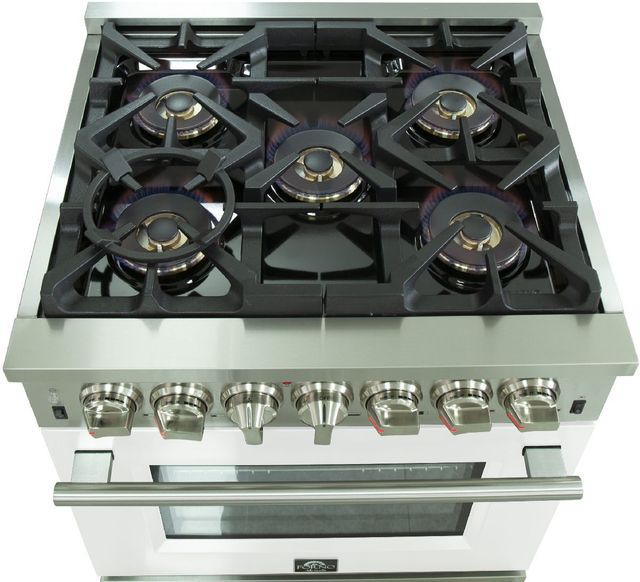 FORNO® Capriasca 30" Stainless Steel Pro Style Dual Fuel Range with White Door-2