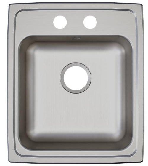 Elkay Lustertone® Lustrous Satin 17'' 2-Hole Single Bowl Drop-in ADA Sink-1