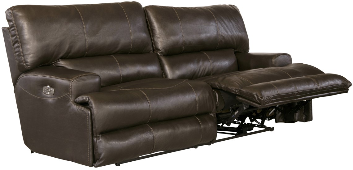 Catnapper Wembley Steel Leather Power Lay Flat Reclining Sofa with Power Adjustable Headrest and Power Adjustable Lumbar Support Larry s Northtown Furniture Appliance Mattress Greenville MI