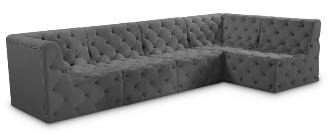 Meridian Furniture Tuft Velvet Modular Sectional 5B Meridian Furniture Tuft Velvet Modular Sectional 5B