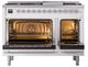 Ilve® Nostalgie II Noblesse 48'' White Pro Style Dual Fuel Range with Chrome Trim-1