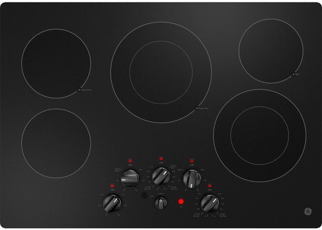 GE® 30" Black Built-In knob Control Electric Cooktop-3