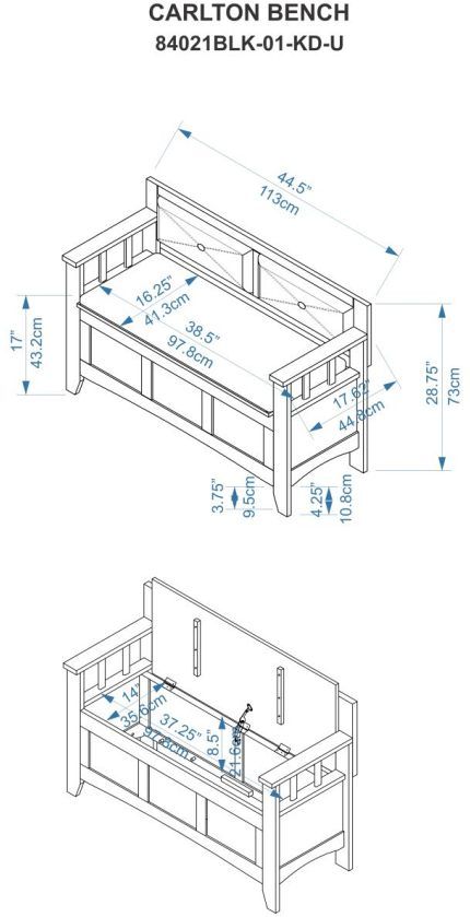 Linon Carlton Black Storage Bench-2