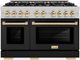 ZLINE Select Autograph Edition 48" Satin Stainless Steel Pro Style Dual Fuel Range with Black Matte Doors and Polished Gold Accents-0