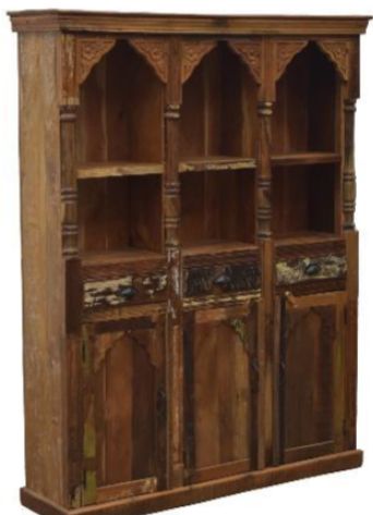 Jaipur Furniture Wdn Brown Old World Triple Arch Bookcase-1