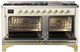 Ilve® Majestic III 60" Antique White Pro Style Dual Fuel Liquid Propane Range with Triple Glass Door and Brass Trim-1