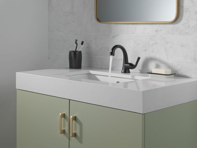 Delta Kayra® Matte Black Single Handle Bathroom Faucet-3