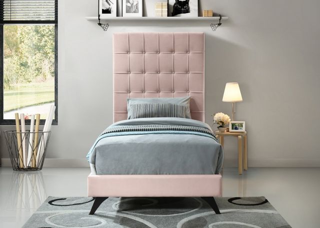 Meridian Furniture Elly Pink Velvet Twin Bed-2