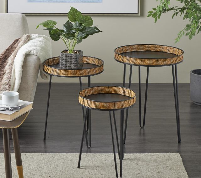Deco Marche 3-Piece Black Handmade Accent Table-3