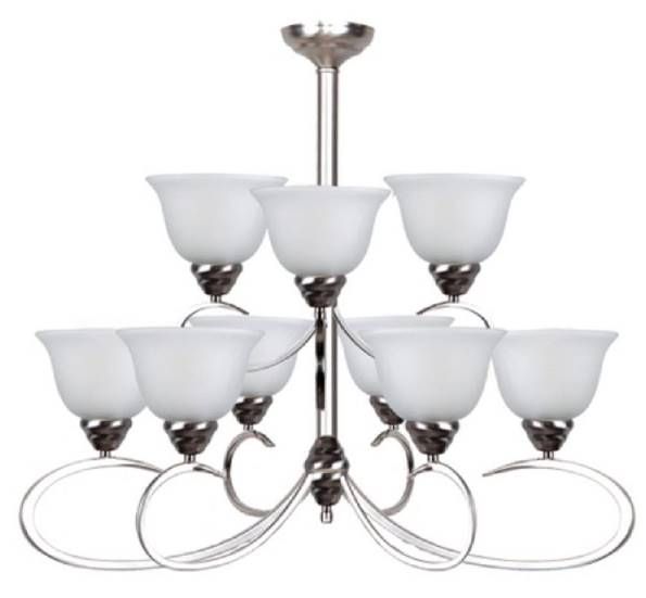 YHD Ribbon Falls Satin Nickel 9-Light Chandelier-2
