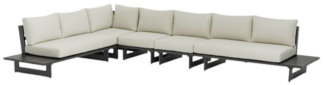 Meridian Furniture Maldives 2-Piece Cream/Dark Gray Aluminum/Fabric 157" Outdoor Modular Sectional-0