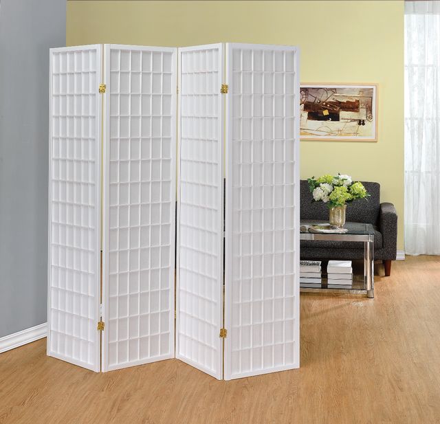 Coaster® Roberto White 4-Panel Folding Screen-1