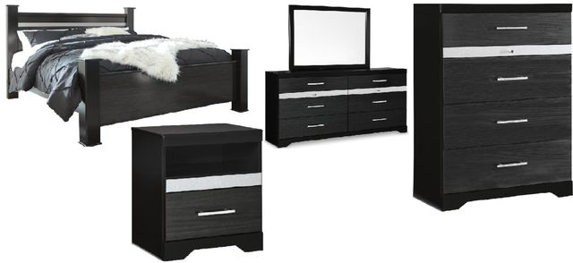 Signature Design by Ashley® Starberry 5-Piece Black Queen Poster Bed Set-0
