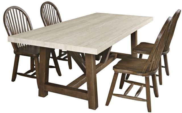 Jofran Inc. Sierrafina Beige 87" Trestle Dining Table with Cortado Base-3