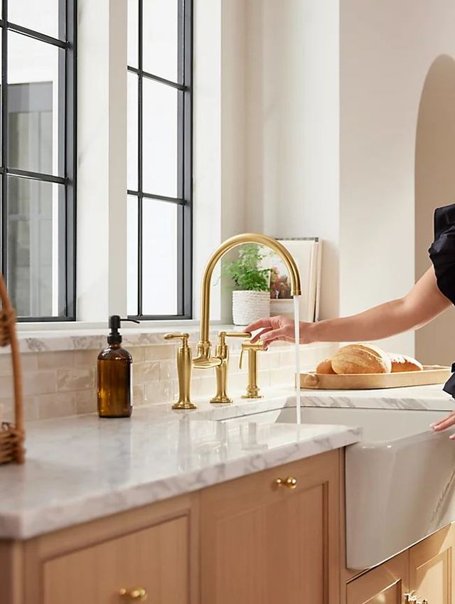 KOHLER® Edalyn™ by Studio McGee Matte Black 2-Hole Bridge Kitchen Sink Faucet with Side Sprayer-3