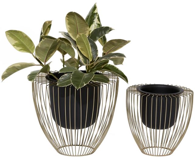 Deco Marche 2-Piece Black Planter Set-0