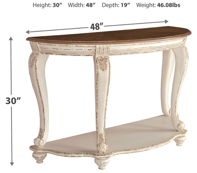 Signature Design by Ashley® Realyn Distressed Wood Sofa Table with Chipped White Base-2