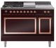 Ilve® Nostalgie II Noblesse 48'' Burgundy Pro Style Dual Fuel Range with Copper Trim-0