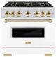 ZLINE Classic Series Autograph Edition 36" Stainless Steel Pro Style Dual Fuel Range with White Matte Door and Polished Gold Accents-0