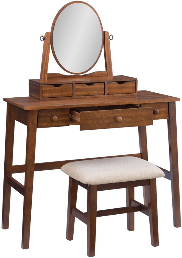 Linon Emery 3-Piece Walnut Vanity Set-2